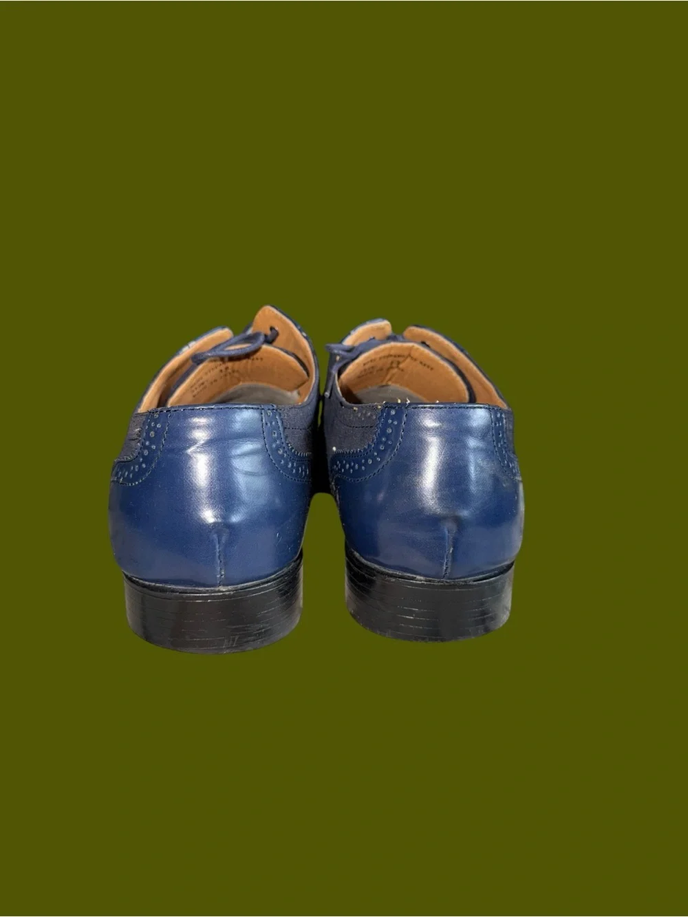Bolano Men's Size 13 Blue Wingtip Oxford Dress Shoes Vintage Y2K Suede Leather